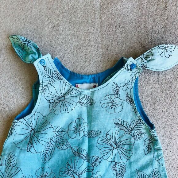 NWOT Gracie Day Little Girl’s Blue Floral Tank Button Tie Dress - Picture 2 of 8